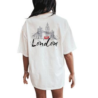 Uk British Retro Vintage London England Souvenir Women's Oversized Comfort T-Shirt Back Print | Mazezy