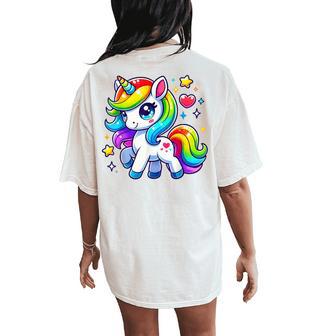 Unicorn For Girls Cute Magical Unicorn Women's Oversized Comfort T-Shirt Back Print - Thegiftio UK