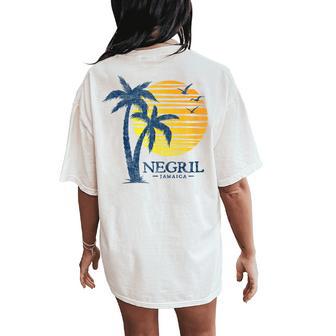 Vintage Negril Jamaica Beach Sunset Souvenir Women's Oversized Comfort T-Shirt Back Print - Thegiftio UK