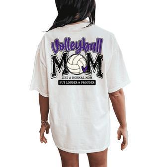 Volleyball Mom Purple Game Day Mama Daughter Family Team Women's Oversized Comfort T-Shirt Back Print - Thegiftio UK