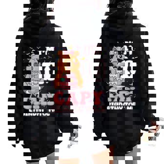 10 Years Old Capy Birthday To Me 10Th Birthday Capybara Girl Women Oversized Hoodie Back Print | Seseable UK