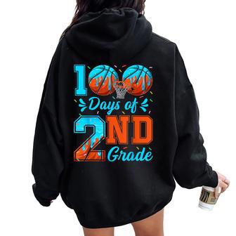 100 Days Of 2Nd Grade Basketball 100Th Day Of School Boys Women Oversized Hoodie Back Print - Thegiftio