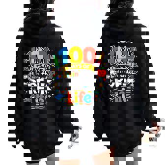 100 Days Of Livin That Pre-K Life School Teachers Girls Boys Women Oversized Hoodie Back Print | Seseable FR