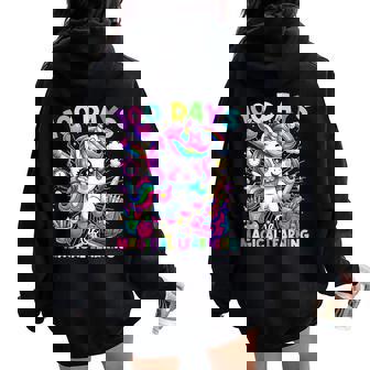 100 Days Of Magical Learning Unicorn 100Th Day School Girls Women Oversized Hoodie Back Print | Seseable UK