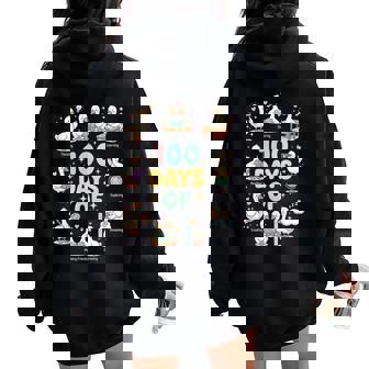 100 Days Of School Cute Goose Teacher Classroom Humor Women Oversized Hoodie Back Print | Seseable FR