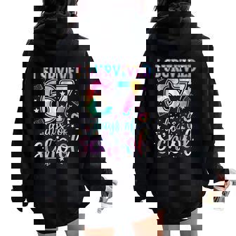 100 Days Of School I Survived 67 Days Of School Teacher 67 Women Oversized Hoodie Back Print | Mazezy