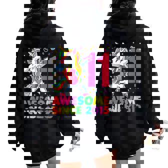 11 Years Old Unicorn Dabbing 11Th Birthday Girl Party Women Oversized Hoodie Back Print | Seseable UK