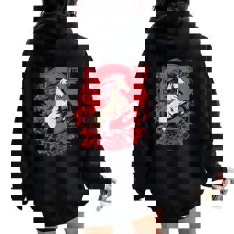 2026 Year Of The Horse Chinese Zodiac Red Lunar New Year Women Oversized Hoodie Back Print - Thegiftio