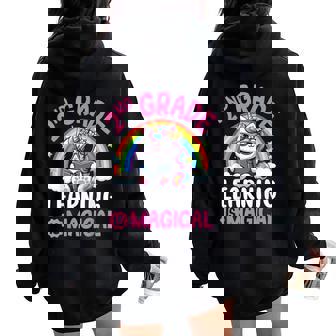 2Nd Grade Unicorn Cat Magical Caticorn Back Tochool レディース オーバーサイズ パーカー バックプリント - Kawaiitshirt