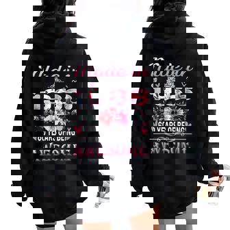 60Th Birthday Made In 1966 60 Years Of Being Awesome Floral Women Oversized Hoodie Back Print | Seseable CA