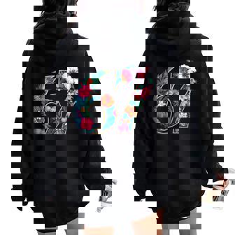 67 Floral Flower Gen 67Th Birthday Number 67 Women Oversized Hoodie Back Print | Seseable CA