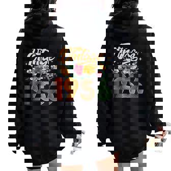 70Th Birthday Made In 1956 70 Years Old Floral Women Oversized Hoodie Back Print | Seseable CA