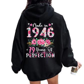 79 Year Old Made In 1946 Floral 79Th Birthday Women Women Oversized Hoodie Back Print - Thegiftio UK