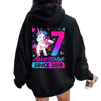 7Th Birthday Girl 7 Year Old 7 Birthday Girl Women Oversized Hoodie Back Print - Thegiftio UK