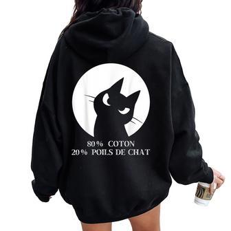 80 Coton 20 Poils De Chat Homme Humour Félin Cadeau Sweat à capuche oversize pour femme avec imprimé dans le dos - Cadeauxyz