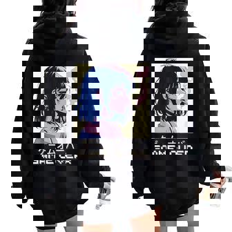 90S Japanese Sad Anime Girl Game Over Vaporwave Aesthetic Women Oversized Hoodie Back Print - Thegiftio