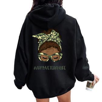 African American Army Veteran Female Afro Melanin Girl Women Oversized Hoodie Back Print - Thegiftio UK