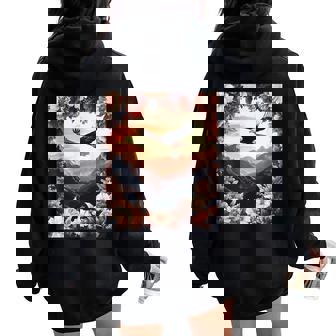 Aigle Dans Coucher Deoleil Floral Paysage Sweat à capuche oversize pour femme avec imprimé dans le dos - Cadeauxyz