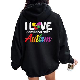 Amo A Alguien Con Autismo Concienciaobre El Autismo Cuello Women Oversized Hoodie Back Print - Regaloses