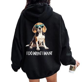 & Sunglasses Do What I Want Beagle Lover Women Oversized Hoodie Back Print - Thegiftio UK