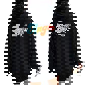 Angie Personalized Name Custom Groovy 80'S Retro Women Oversized Hoodie Back Print - Thegiftio