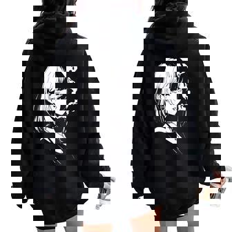 Anime Horror Girl Aesthetic Soft Grunge Waifu Japanese Otaku Women Oversized Hoodie Back Print - Thegiftio