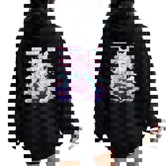 Anime Waifu Cute Anime Manga Cat Girl Sweet Retro Japan Women Oversized Hoodie Back Print | Mazezy