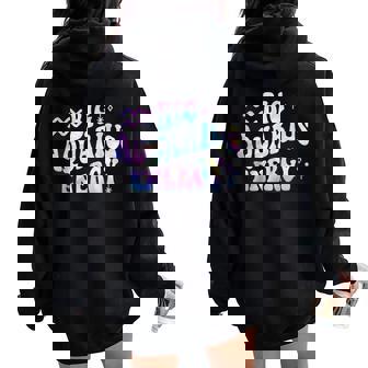 Aquarius Big Energy Retro Smile Flower Zodiac Birthday Women Oversized Hoodie Back Print - Thegiftio