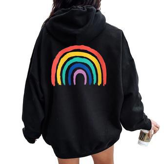 Arco Iris Diseño Colorido Cuello Women Oversized Hoodie Back Print - Regaloses