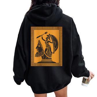 Atenea Diosa Zeus Dios Olímpico Griego Mitos Mitología Arte Cuello Women Oversized Hoodie Back Print - Regaloses