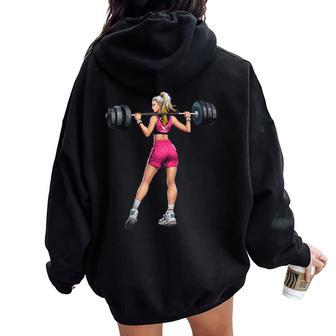 Athletic Woman Lifting Weights Women Oversized Hoodie Back Print - Thegiftio