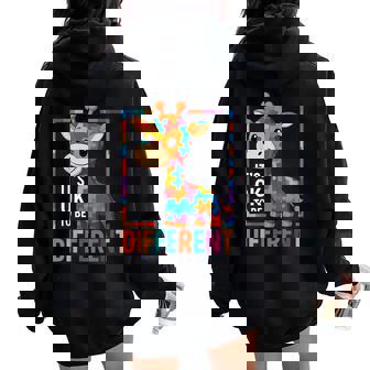 Autism Awareness Giraffe Its Ok To Be Different Women Oversized Hoodie Back Print - Thegiftio