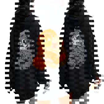 Baby Monkey Punch Mama Monkey Toy Warm Hug Cute Women Oversized Hoodie Back Print | Seseable CA