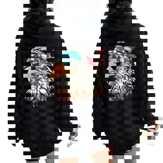 Bald Eagle 4Th Of July Usa American Flag Patriotic Women Women Oversized Hoodie Back Print | Mazezy