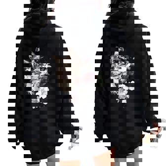 Beau Chatibérien Avec Des Fleurs Floral Sweat à capuche oversize pour femme avec imprimé dans le dos - Cadeauxyz