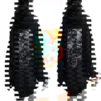 Beautiful Year Of The Horse Fiery Mane Chinese New Year 2026 Women Oversized Hoodie Back Print | Mazezy