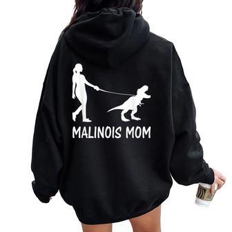 Belga Malinois Mamma Dinosauro Trex Cane Proprietario Donne Madre Felpa con cappuccio oversize da donna con stampa posteriore - Novitaregali