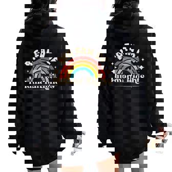Big Fan Of Human Rights Vintage Rainbow Social Justice Women Oversized Hoodie Back Print | Seseable FR