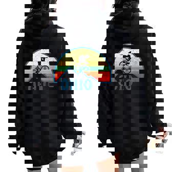 Bike Rider Ohio Mountain Biking Retro Ohio MTB Moutain Biker Women Oversized Hoodie Back Print | Mazezy