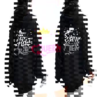 Birthday Queen Crown Graphic Birthday Vibes Birthday Queen Women Oversized Hoodie Back Print | Seseable CA