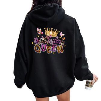 Birthday Queen For Ladies Birthday Girls Party Women Oversized Hoodie Back Print - Thegiftio UK