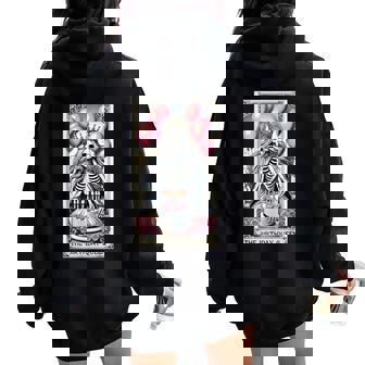 Birthday Queen Tarot Card Cute Gothic Skeleton Halloween Women Oversized Hoodie Back Print | Mazezy