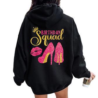 Birthday Squad High Heels Girls Birthday Crew Women Oversized Hoodie Back Print - Thegiftio UK
