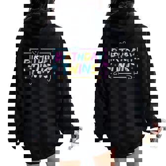 Birthday Twins Retro Matching Twin Birthday Boys Girls Women Oversized Hoodie Back Print | Seseable UK