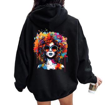 Black Queen Dripping Afro Melanin Junenth Women Oversized Hoodie Back Print - Thegiftio UK