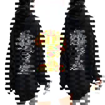 Black History Month Kente Afro Woman Girl African American Women Oversized Hoodie Back Print | Mazezy