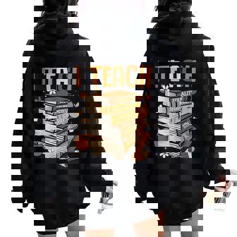 Black History Month I Teach Melanin Book Black Teacher Women Oversized Hoodie Back Print | Seseable CA