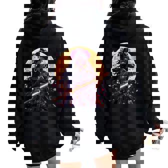 Black Woman Japanese Anime Samurai Girl Black Cat Women Women Oversized Hoodie Back Print | Seseable CA