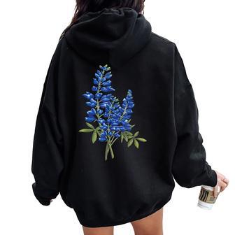 Bluebonnets Texas Wildflower Season Texas Spring Women Oversized Hoodie Back Print - Thegiftio UK