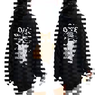 Boo-Jee Ghost Halloween Boo Jee Leopard Spooky Season Women Oversized Hoodie Back Print - Thegiftio